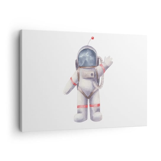 Obraz na płótnie - To na razie! - 70x50cm - Astronauta Dziecięcy Minimalizm - Nowoczesny Canvas obraz do salonu do sypialni ARTTOR ARTTOR