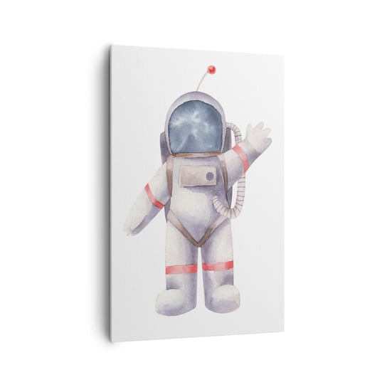 Obraz na płótnie - To na razie! - 80x120cm - Astronauta Dziecięcy Minimalizm - Nowoczesny obraz na ścianę do salonu do sypialni ARTTOR ARTTOR
