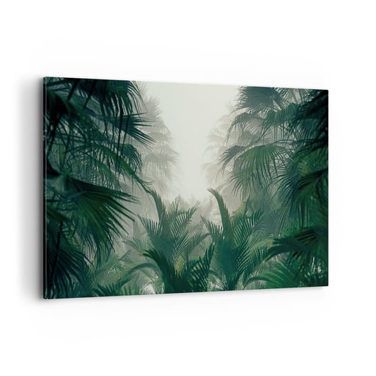 Obraz na płótnie - Tropikalna tajemnica - 100x70cm - Dżungla Palma Kokosowa Las - Nowoczesny foto obraz w ramie do salonu do sypialni ARTTOR ARTTOR