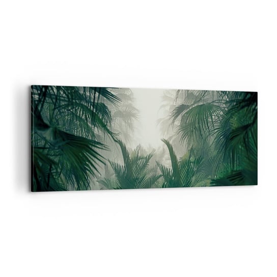 Obraz na płótnie - Tropikalna tajemnica - 120x50cm - Dżungla Palma Kokosowa Las - Nowoczesny obraz na ścianę do salonu do sypialni ARTTOR ARTTOR