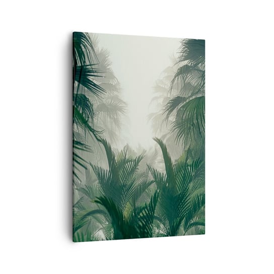 Obraz na płótnie - Tropikalna tajemnica - 50x70cm - Dżungla Palma Kokosowa Las - Nowoczesny Canvas obraz do salonu do sypialni ARTTOR ARTTOR