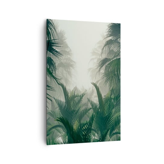Obraz na płótnie - Tropikalna tajemnica - 80x120cm - Dżungla Palma Kokosowa Las - Nowoczesny obraz na ścianę do salonu do sypialni ARTTOR ARTTOR