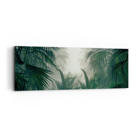 Obraz na płótnie - Tropikalna tajemnica - 90x30cm - Dżungla Palma Kokosowa Las - Nowoczesny Canvas obraz do salonu do sypialni ARTTOR ARTTOR