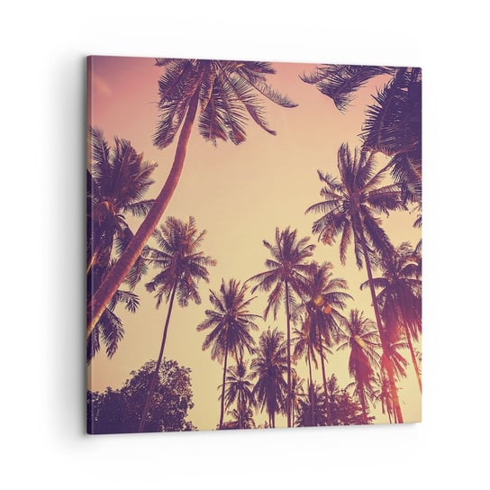 Obraz na płótnie - Tropikalna wariacja - 60x60 cm - Obraz nowoczesny - Palma Kokosowa, Krajobraz, Zachód Słońca, Tropiki, Tajlandia - AC60x60-4220 ARTTOR