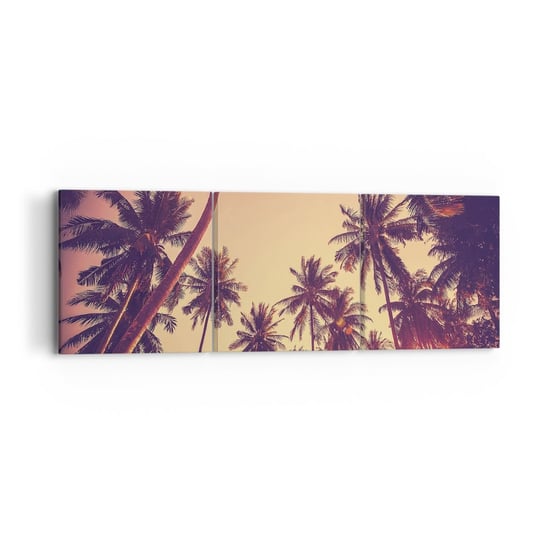 Obraz na płótnie - Tropikalna wariacja - 90x30 cm - Obraz nowoczesny - Palma Kokosowa, Krajobraz, Zachód Słońca, Tropiki, Tajlandia - CA90x30-4220 ARTTOR