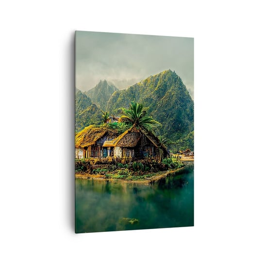 Obraz na płótnie - Tropikalny raj - 80x120cm - Egzotyka Krajobraz Wyspa - Nowoczesny obraz na ścianę do salonu do sypialni ARTTOR ARTTOR