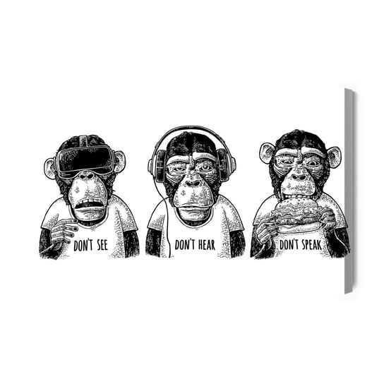 Obraz Na Płótnie Trzy Małpy W Stylu Vintage 30x20 NC Inna marka