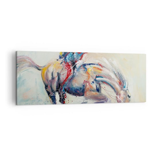 Obraz na płótnie - Trzymaj się, lecimy - 140x50cm - Zwierzęta Koń Jeździec - Nowoczesny Canvas obraz do salonu do sypialni ARTTOR ARTTOR