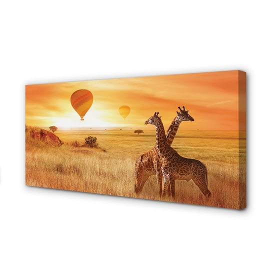 Obraz na płótnie TULUP Balony niebo żyrafy 120x60 cm cm Tulup