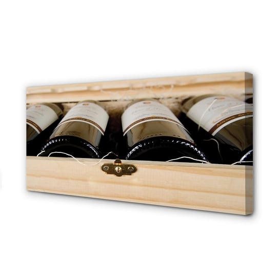 Obraz na płótnie TULUP Butelki wina w pudełku 100x50 cm Tulup