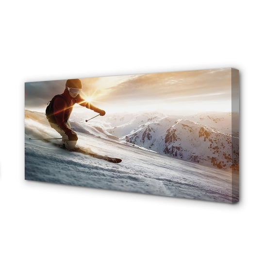 Obraz na płótnie TULUP Człowiek kijki narty 100x50 cm Tulup