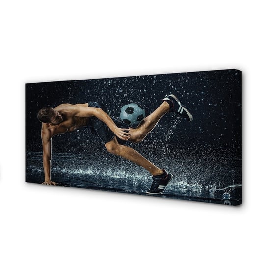 Obraz na płótnie TULUP Człowiek piłka deszcz 100x50 cm Tulup