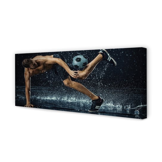 Obraz na płótnie TULUP Człowiek piłka deszcz 125x50 cm cm Tulup
