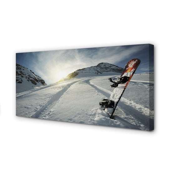 Obraz na płótnie TULUP Deska w śniegu góry 100x50 cm Tulup
