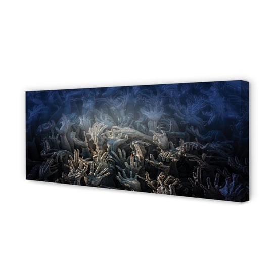 Obraz na płótnie TULUP Dłonie niebieskie światło 125x50 cm Tulup