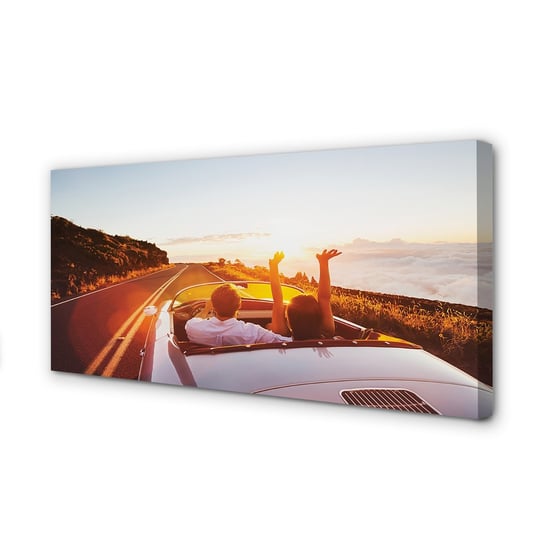 Obraz na płótnie TULUP Droga auto ludzie niebo 100x50 cm Tulup