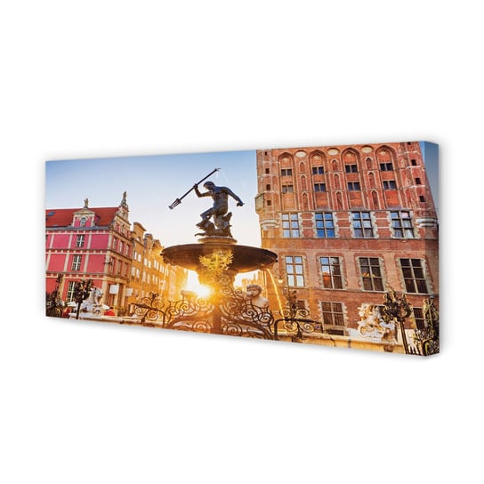 Obraz na płótnie TULUP Gdańsk Pomnik fontanna 125x50 cm cm Tulup