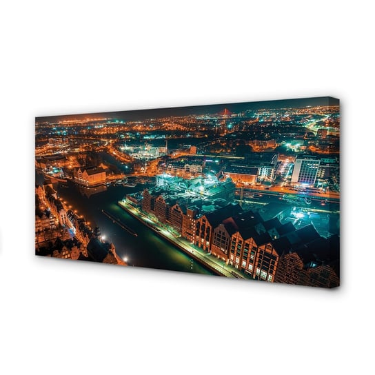 Obraz na płótnie TULUP Gdańsk Rzeka panorama noc 100x50 cm Tulup