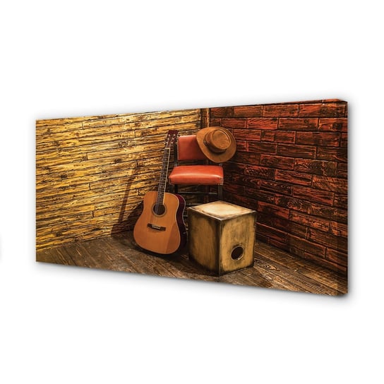 Obraz na płótnie TULUP Gitara kapelusz krzesło 100x50 cm Tulup