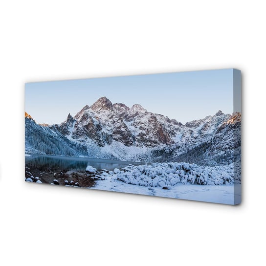 Obraz na płótnie TULUP Góry zima śnieg jezioro 120x60 cm Tulup