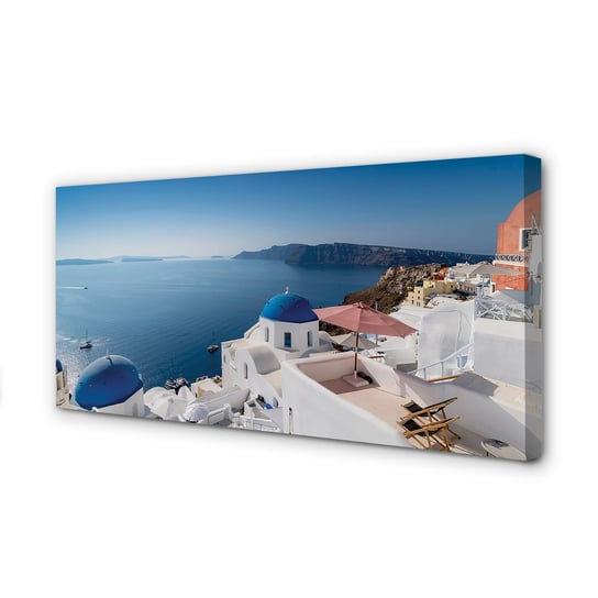 Obraz na płótnie TULUP Grecja Morze budynki panorama, 120x60 cm Tulup