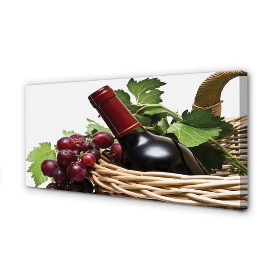 Obraz na płótnie TULUP Kosz winogrona wino 120x60 cm cm Tulup