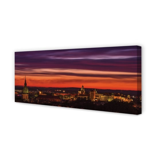 Obraz na płótnie TULUP Kraków Panorama noc 125x50 cm cm Tulup