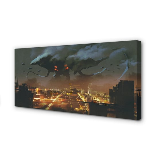 Obraz na płótnie TULUP Miasto nocą dym potwór 100x50 cm Tulup
