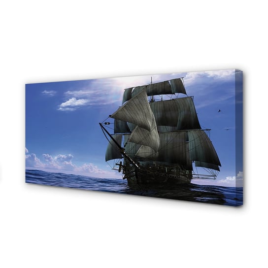 Obraz na płótnie TULUP Morze statek chmurki 120x60 cm cm Tulup