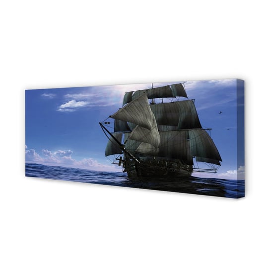 Obraz na płótnie TULUP Morze statek chmurki 125x50 cm cm Tulup