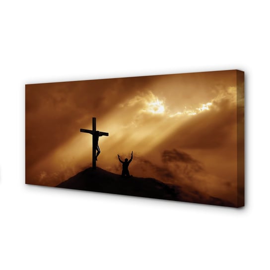 Obraz na płótnie TULUP Światło Jezus krzyż 120x60 cm cm Tulup