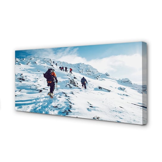 Obraz na płótnie TULUP Wspinaczka po górach zima 120x60 cm Tulup