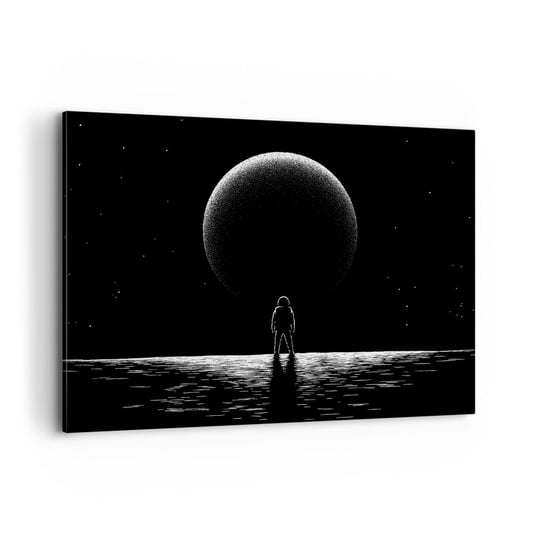 Obraz na płótnie - Twarzą w twarz - 100x70cm - Kosmos Astronauta Planeta - Nowoczesny foto obraz w ramie do salonu do sypialni ARTTOR ARTTOR
