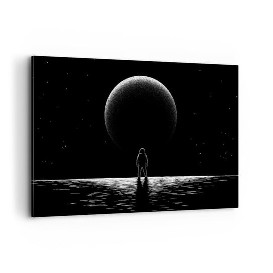Obraz na płótnie - Twarzą w twarz - 120x80cm - Kosmos Astronauta Planeta - Nowoczesny obraz na ścianę do salonu do sypialni ARTTOR ARTTOR