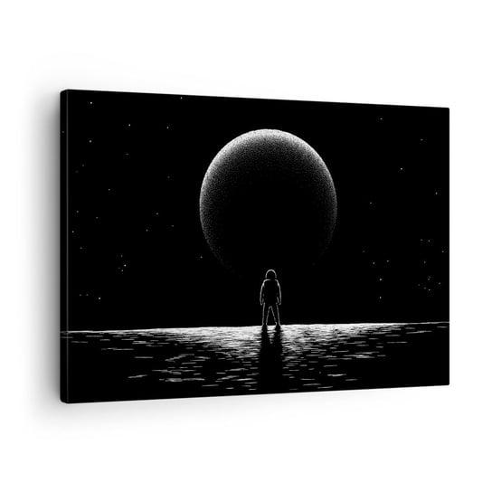 Obraz na płótnie - Twarzą w twarz - 70x50cm - Kosmos Astronauta Planeta - Nowoczesny Canvas obraz do salonu do sypialni ARTTOR ARTTOR