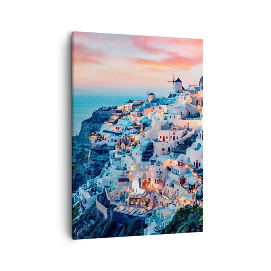 Obraz na płótnie - Twoje wielkie greckie wakacje - 50x70cm - Krajobraz Grecja Santorini - Nowoczesny Canvas obraz do salonu do sypialni ARTTOR ARTTOR