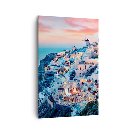 Obraz na płótnie - Twoje wielkie greckie wakacje - 80x120cm - Krajobraz Grecja Santorini - Nowoczesny obraz na ścianę do salonu do sypialni ARTTOR ARTTOR