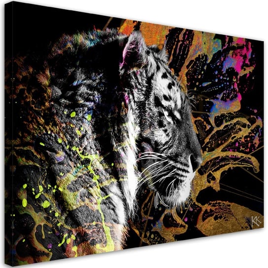 Obraz Na Płótnie, Tygrys Na Kolorowym Tle - 100X70 Pozostali producenci