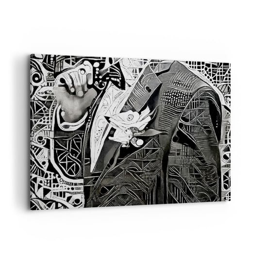 Obraz na płótnie - Tylko na pozór szary człowiek - 100x70cm - Mężczyzna Kubizm Moda - Nowoczesny foto obraz w ramie do salonu do sypialni ARTTOR ARTTOR