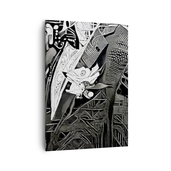 Obraz na płótnie - Tylko na pozór szary człowiek - 50x70cm - Mężczyzna Kubizm Moda - Nowoczesny Canvas obraz do salonu do sypialni ARTTOR ARTTOR