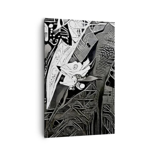 Obraz na płótnie - Tylko na pozór szary człowiek - 80x120cm - Mężczyzna Kubizm Moda - Nowoczesny obraz na ścianę do salonu do sypialni ARTTOR ARTTOR