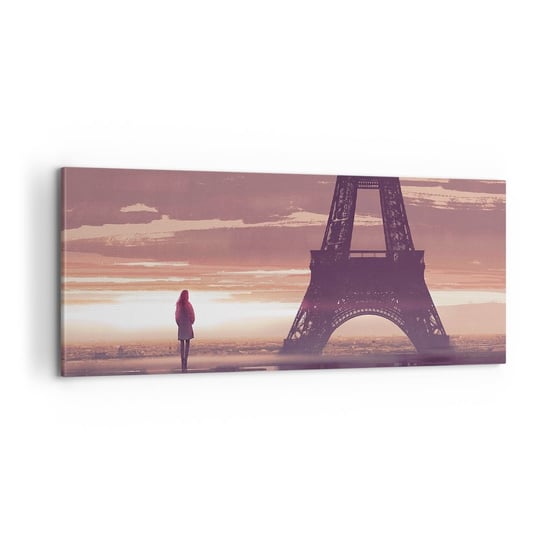 Obraz na płótnie - Tylko one dwie - 100x40cm - Miasto Wieża Eiffla Paryż - Nowoczesny foto obraz w ramie do salonu do sypialni ARTTOR ARTTOR