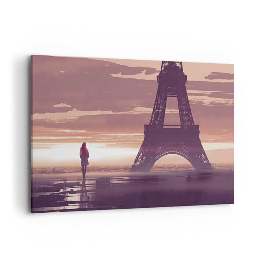 Obraz na płótnie - Tylko one dwie - 100x70cm - Miasto Wieża Eiffla Paryż - Nowoczesny foto obraz w ramie do salonu do sypialni ARTTOR ARTTOR