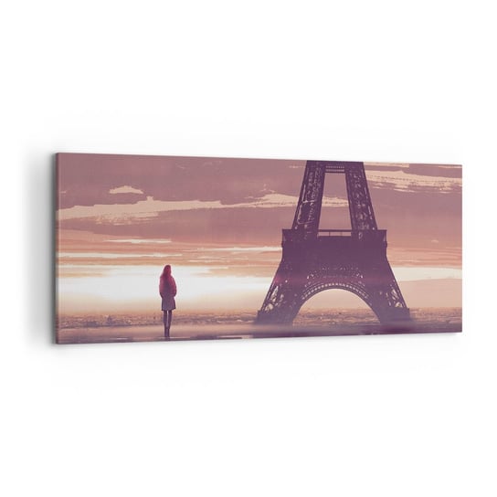 Obraz na płótnie - Tylko one dwie - 120x50cm - Miasto Wieża Eiffla Paryż - Nowoczesny obraz na ścianę do salonu do sypialni ARTTOR ARTTOR