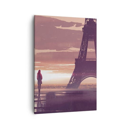 Obraz na płótnie - Tylko one dwie - 50x70cm - Miasto Wieża Eiffla Paryż - Nowoczesny Canvas obraz do salonu do sypialni ARTTOR ARTTOR
