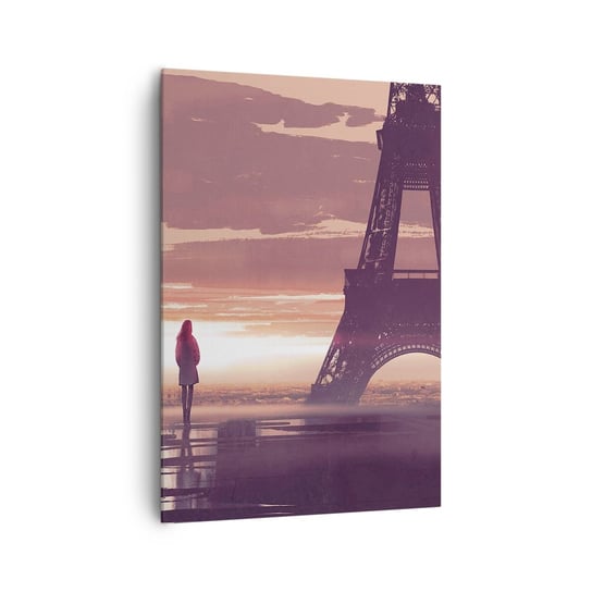 Obraz na płótnie - Tylko one dwie - 70x100cm - Miasto Wieża Eiffla Paryż - Nowoczesny foto obraz w ramie do salonu do sypialni ARTTOR ARTTOR