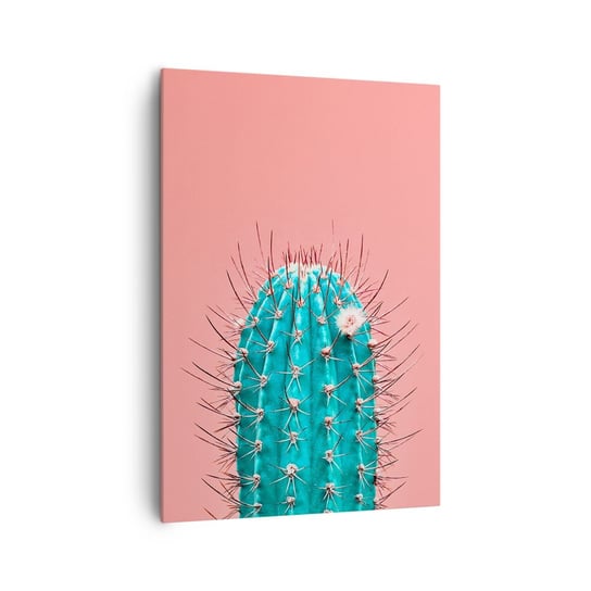 Obraz na płótnie - Tylko patrz - 70x100cm - Kaktus Pastelowy Minimalizm - Nowoczesny foto obraz w ramie do salonu do sypialni ARTTOR ARTTOR