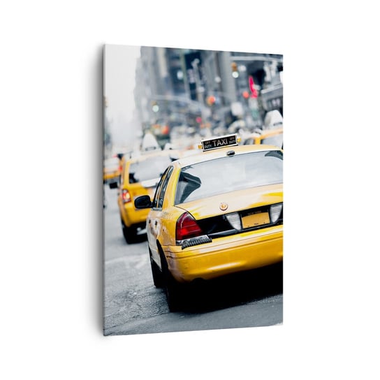 Obraz na płótnie - Tylko w tym mieście - 70x100cm - Miasto Nowy Jork Taxi - Nowoczesny foto obraz w ramie do salonu do sypialni ARTTOR ARTTOR