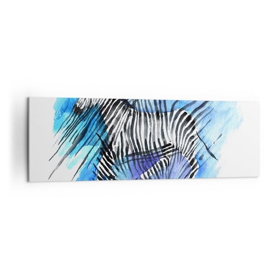 Obraz na płótnie - Ukryta w paskach - 160x50cm - Zwierzęta Zebra Afryka - Nowoczesny foto obraz w ramie do salonu do sypialni ARTTOR ARTTOR