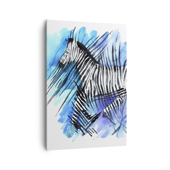 Obraz na płótnie - Ukryta w paskach - 70x100cm - Zwierzęta Zebra Afryka - Nowoczesny foto obraz w ramie do salonu do sypialni ARTTOR ARTTOR